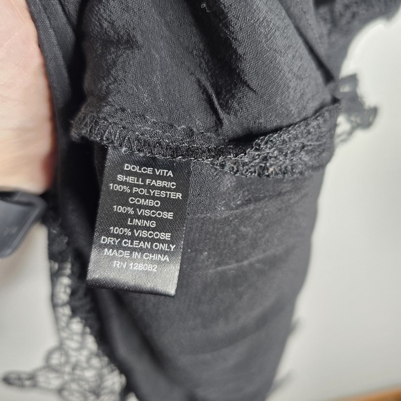 Dolce Vita Black Lace Slip Mini Dress XS V‎ Neck Spaghetti Straps - Picture 6 of 6